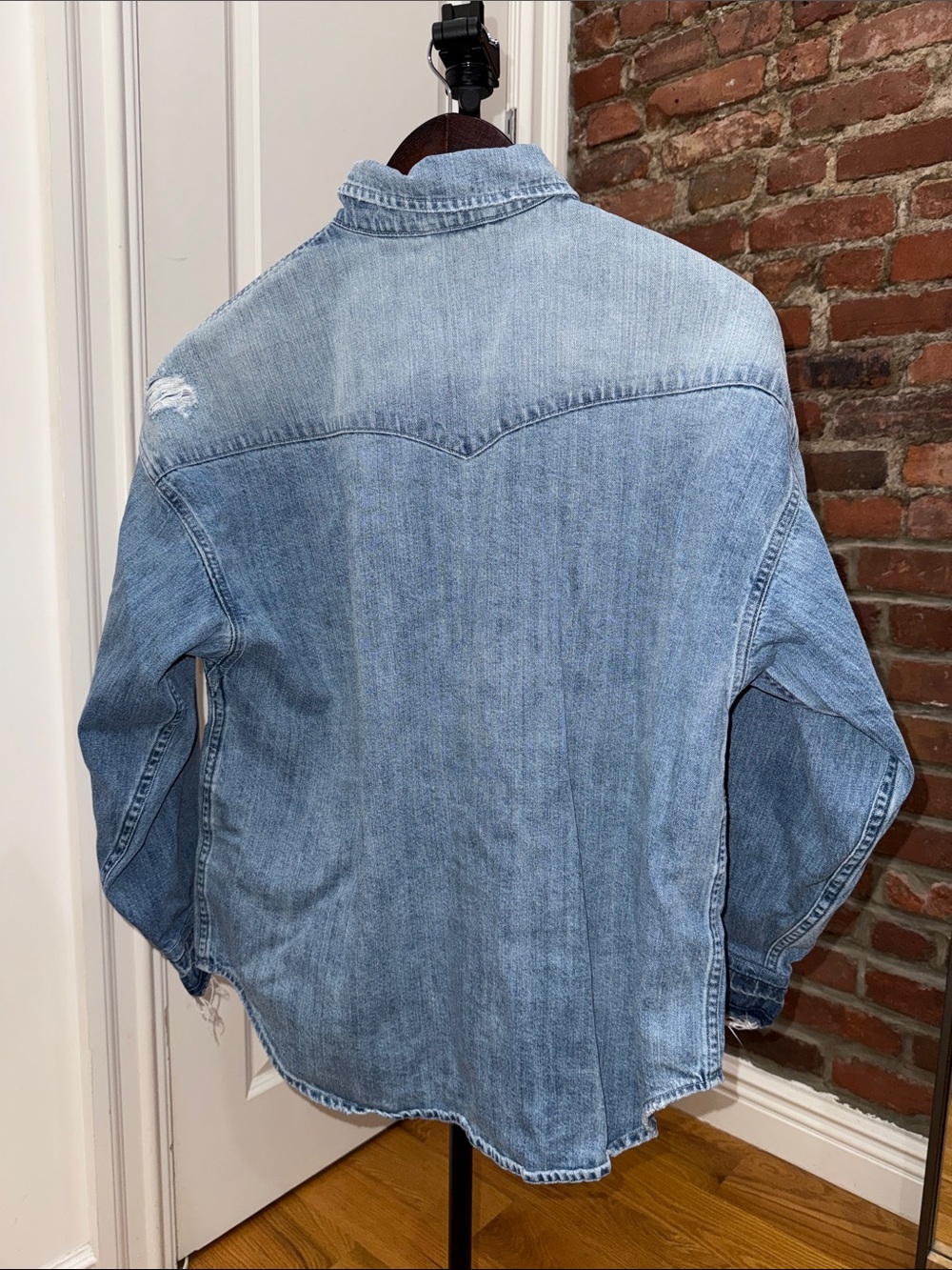 All Saints Oversized Faded Blue Denim Shirt Jacket - Picture 3 of 5